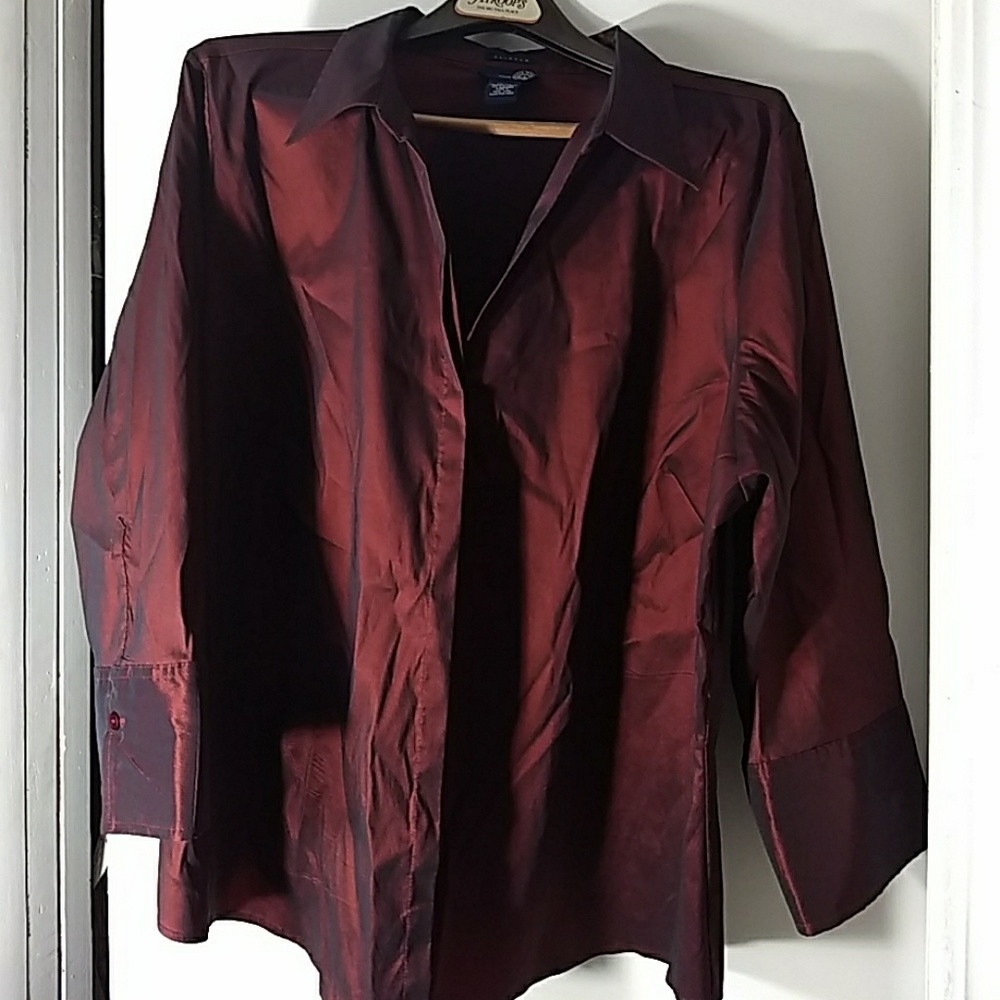 Venezia Burgundy Stretch Taffeta Shirt 22/24